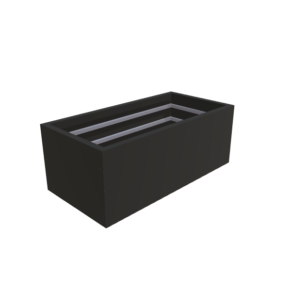 Matte Black Aluminum Rectangular Planter, 24"W × 48"L × 18"H