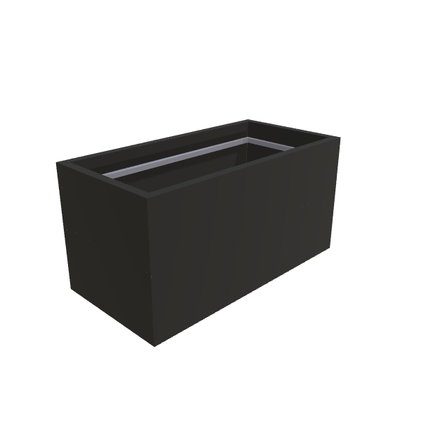 Matte Black Aluminum Rectangular Planter, 24"W × 48"L × 24"H