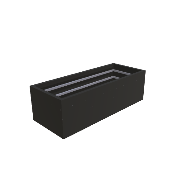 Matte Black Aluminum Rectangular Planter, 24"W × 60"L × 18"H