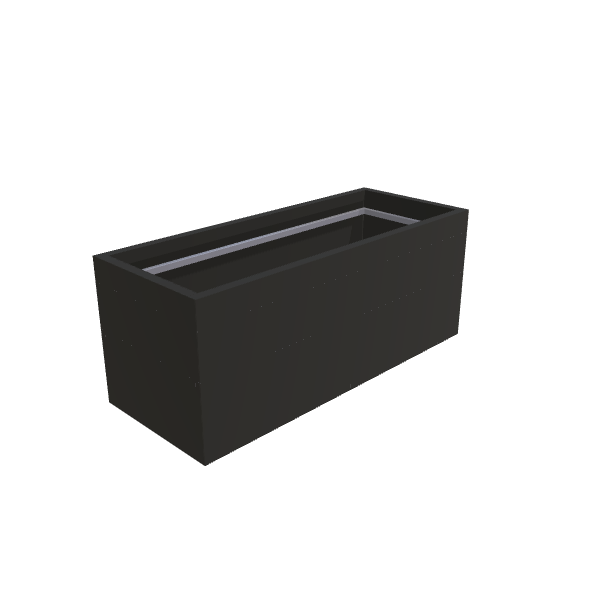 Matte Black Aluminum Rectangular Planter, 24"W × 60"L × 24"H