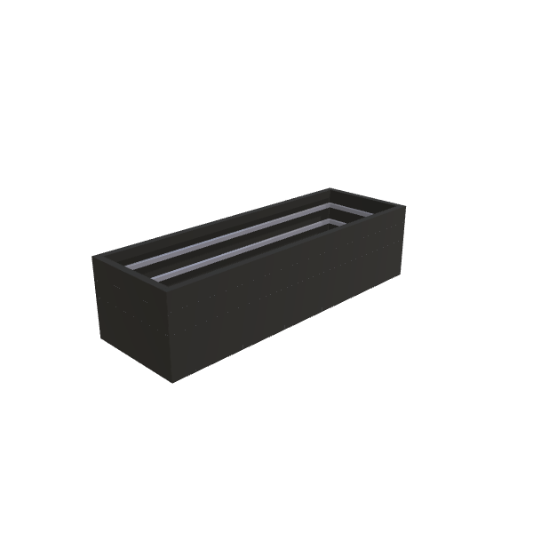 Matte Black Aluminum Rectangular Planter, 24"W × 72"L × 18"H