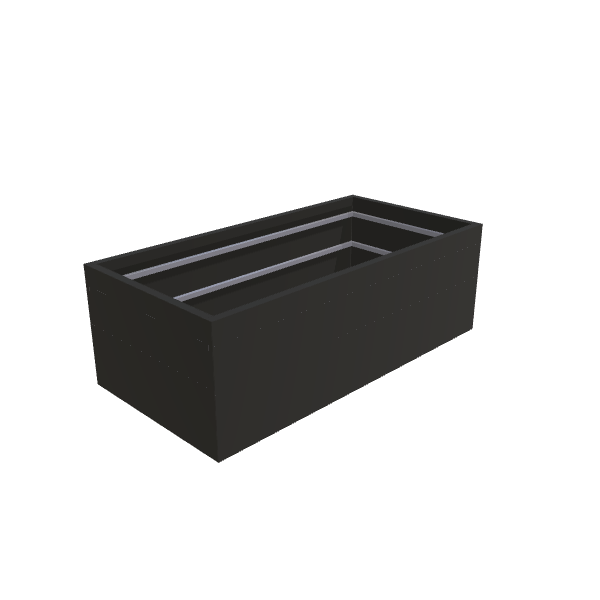 Matte Black Aluminum Rectangular Planter, 36"W × 72"L × 24"H