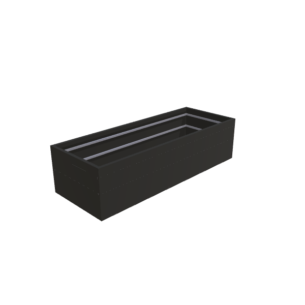 Matte Black Aluminum Rectangular Planter, 36"W × 96"L × 24"H