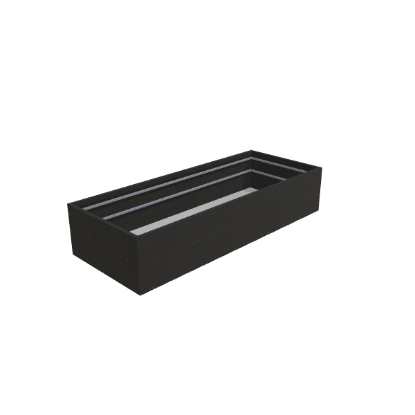 Matte Black Aluminum Rectangular Planter, 48"W × 120"L × 24"H