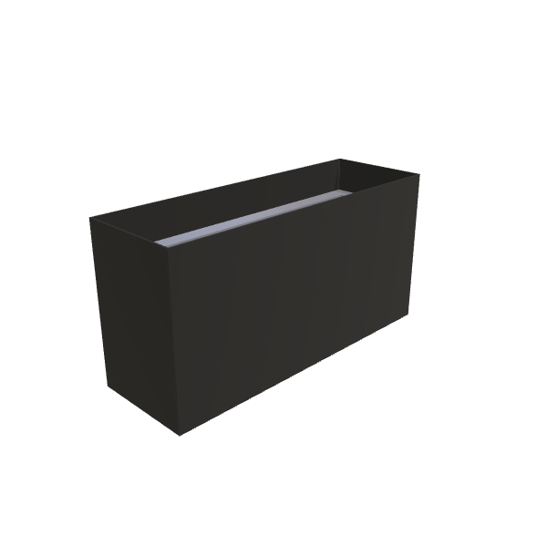 Matte Black Aluminum Rectangular Planter, 12"W × 36"L × 18"H