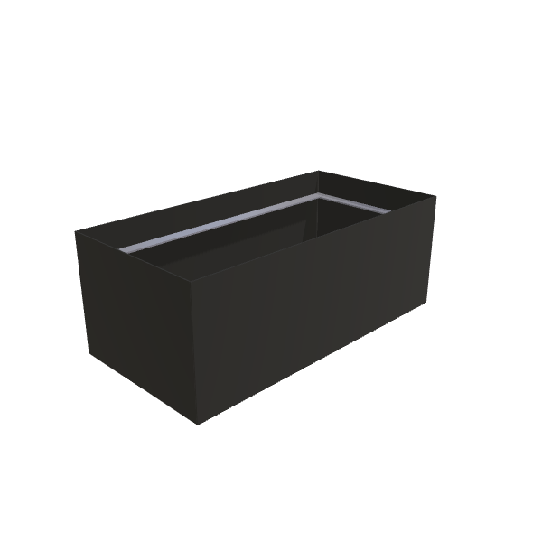 Matte Black Aluminum Rectangular Planter, 24"W × 48"L × 18"H
