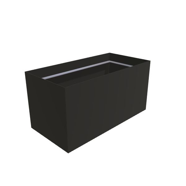 Matte Black Aluminum Rectangular Planter, 24"W × 48"L × 24"H