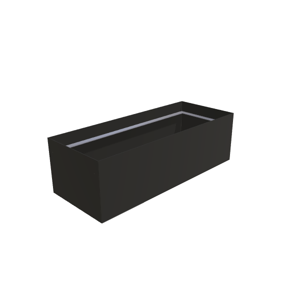 Matte Black Aluminum Rectangular Planter, 24"W × 60"L × 18"H
