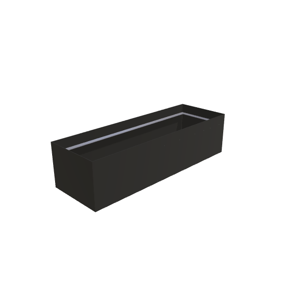 Matte Black Aluminum Rectangular Planter, 24"W × 72"L × 18"H