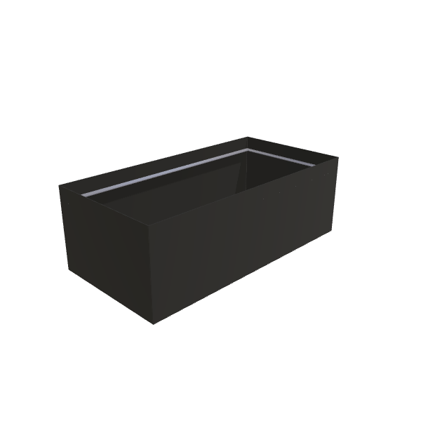 Matte Black Aluminum Rectangular Planter, 36"W × 72"L × 24"H