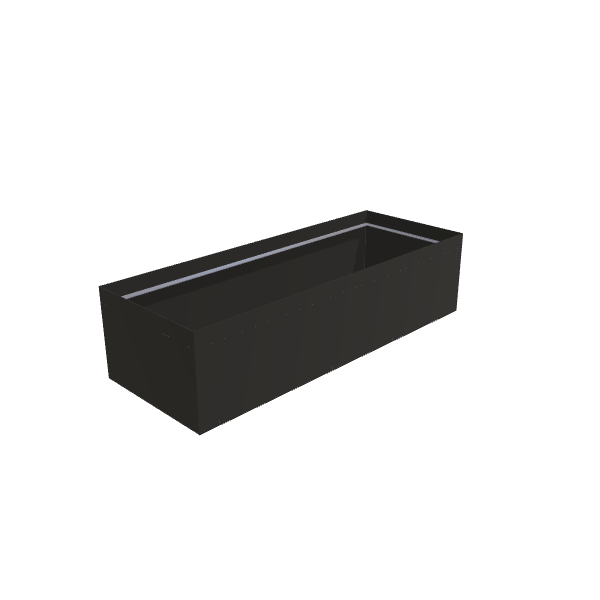 Matte Black Aluminum Rectangular Planter, 36"W × 96"L × 24"H