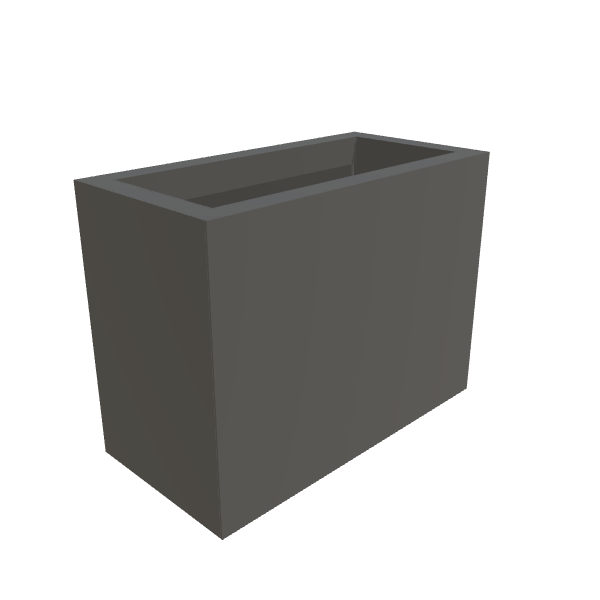 Matte Gray Aluminum Rectangular Planter, 12"W × 24"L × 18"H