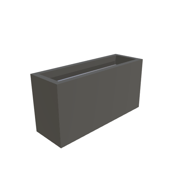 Matte Gray Aluminum Rectangular Planter, 12"W × 36"L × 18"H