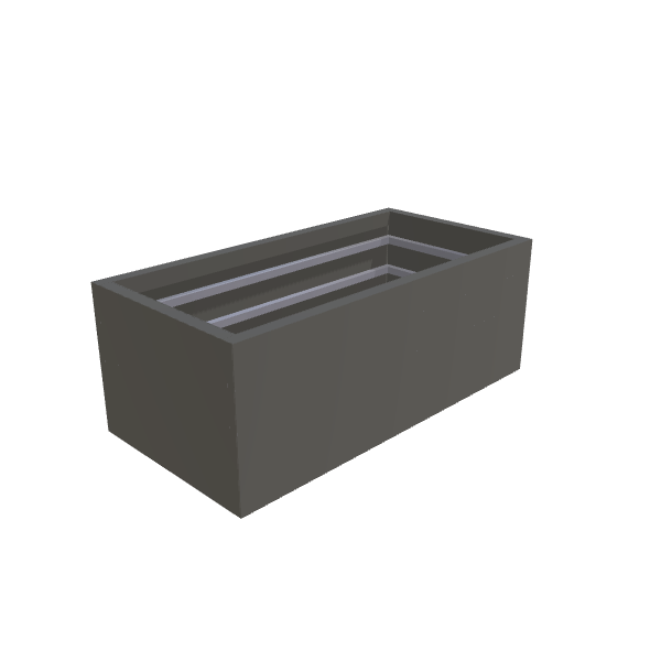 Matte Gray Aluminum Rectangular Planter, 24"W × 48"L × 18"H