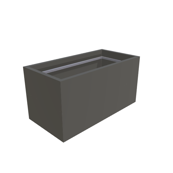 Matte Gray Aluminum Rectangular Planter, 24"W × 48"L × 24"H