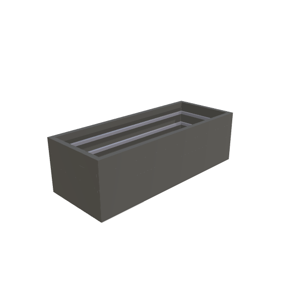 Matte Gray Aluminum Rectangular Planter, 24"W × 60"L × 18"H