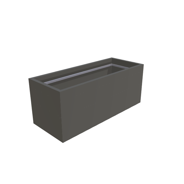 Matte Gray Aluminum Rectangular Planter, 24"W × 60"L × 24"H