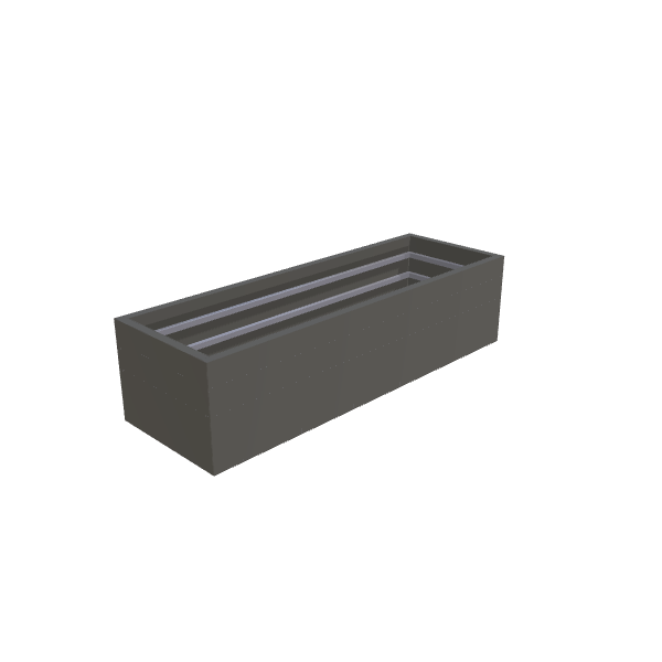 Matte Gray Aluminum Rectangular Planter, 24"W × 72"L × 18"H