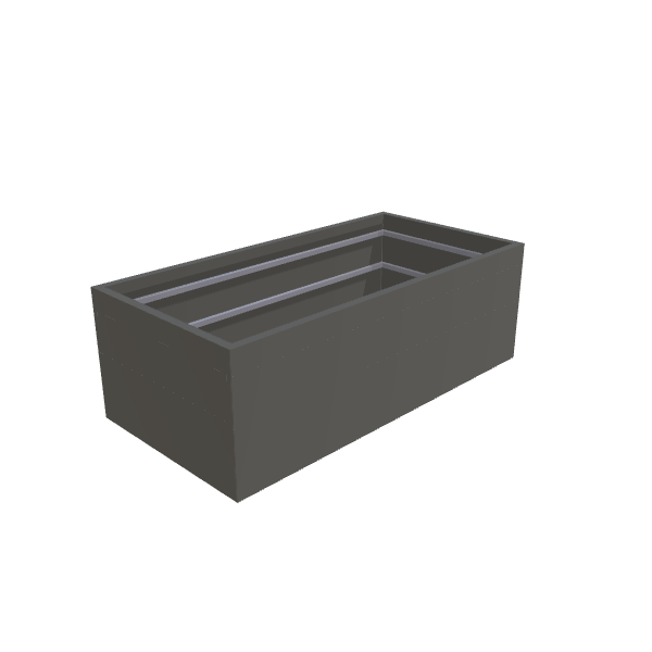 Matte Gray Aluminum Rectangular Planter, 36"W × 72"L × 24"H