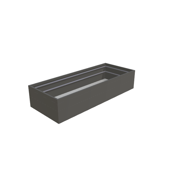 Matte Gray Aluminum Rectangular Planter, 48"W × 120"L × 24"H