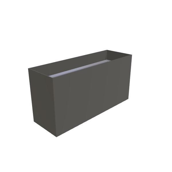 Matte Gray Aluminum Rectangular Planter, 12"W × 36"L × 18"H