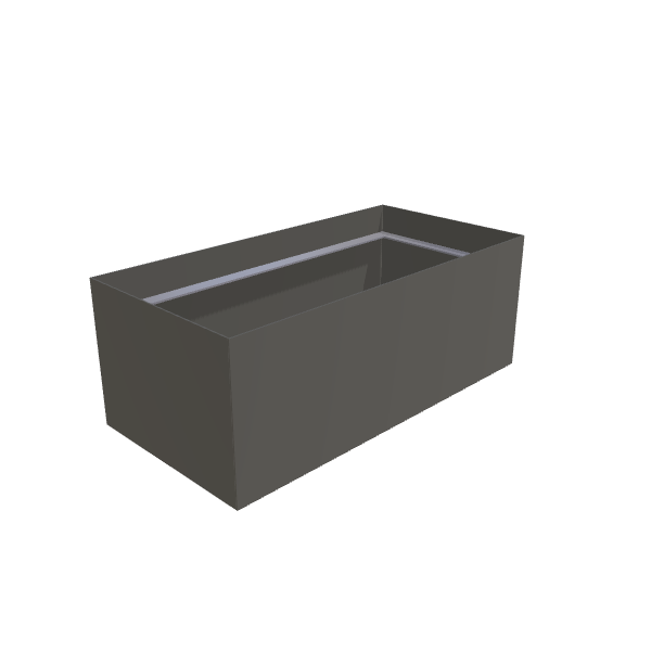 Matte Gray Aluminum Rectangular Planter, 24"W × 48"L × 18"H