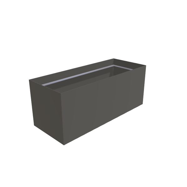 Matte Gray Aluminum Rectangular Planter, 24"W × 60"L × 24"H