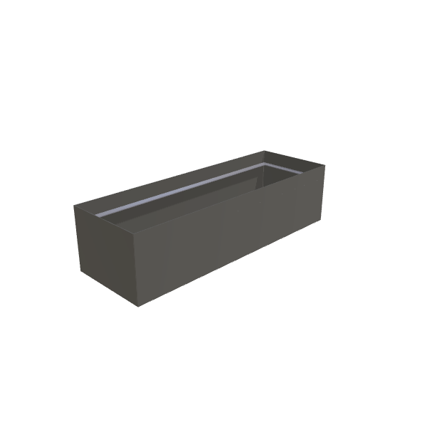Matte Gray Aluminum Rectangular Planter, 24"W × 72"L × 18"H