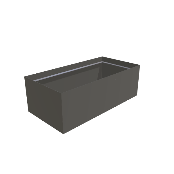 Matte Gray Aluminum Rectangular Planter, 36"W × 72"L × 24"H