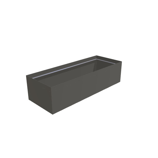 Matte Gray Aluminum Rectangular Planter, 36"W × 96"L × 24"H