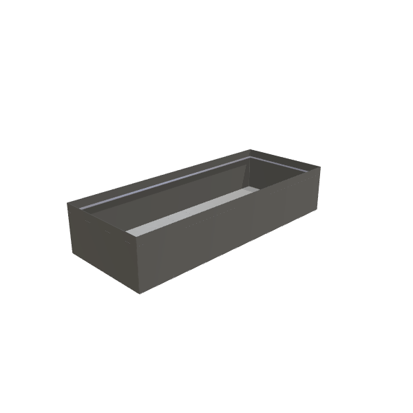 Matte Gray Aluminum Rectangular Planter, 48"W × 120"L × 24"H