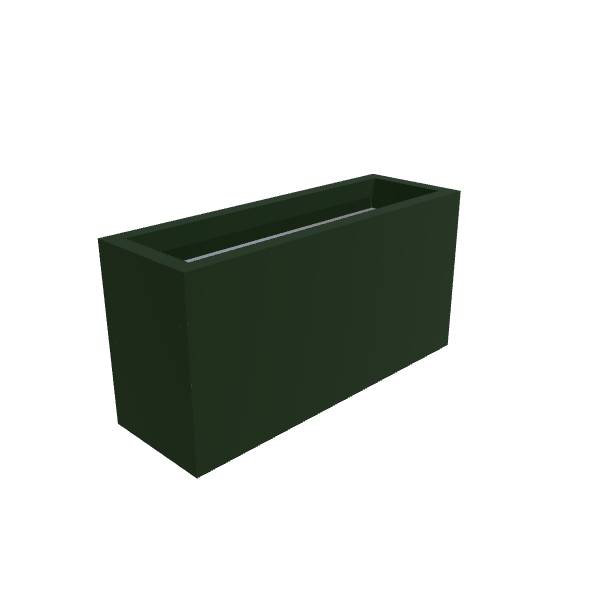 Matte Sage Green Aluminum Rectangular Planter, 12"W × 36"L × 18"H