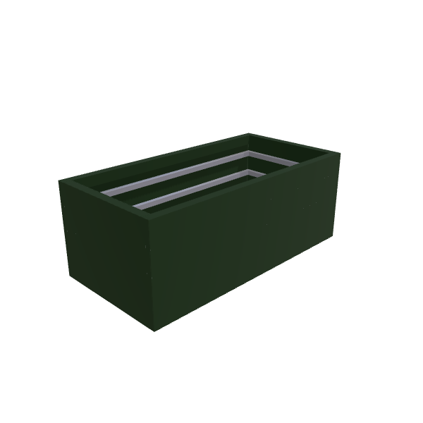 Matte Sage Green Aluminum Rectangular Planter, 24"W × 48"L × 18"H