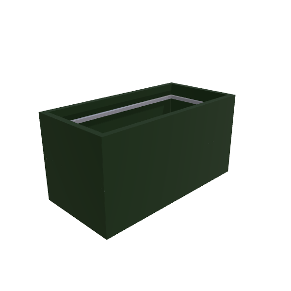 Matte Sage Green Aluminum Rectangular Planter, 24"W × 48"L × 24"H