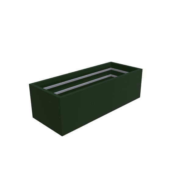Matte Sage Green Aluminum Rectangular Planter, 24"W × 60"L × 18"H