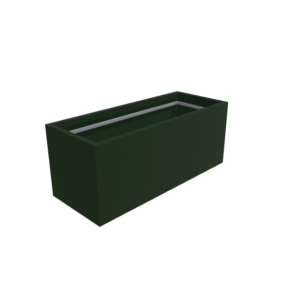 Matte Sage Green Aluminum Rectangular Planter, 24"W × 60"L × 24"H