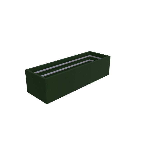 Matte Sage Green Aluminum Rectangular Planter, 24"W × 72"L × 18"H