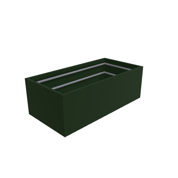 Matte Sage Green Aluminum Rectangular Planter, 36"W × 72"L × 24"H