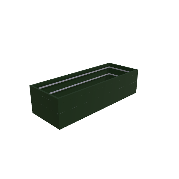 Matte Sage Green Aluminum Rectangular Planter, 36"W × 96"L × 24"H