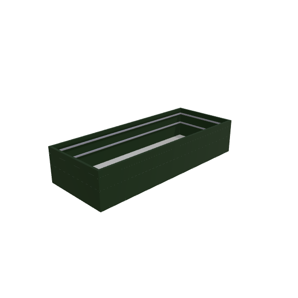 Matte Sage Green Aluminum Rectangular Planter, 48"W × 120"L × 24"H