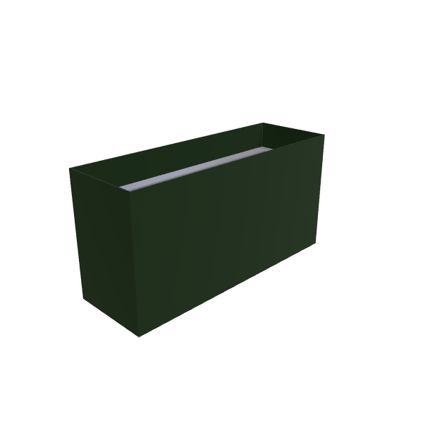 Matte Sage Green Aluminum Rectangular Planter, 12"W × 36"L × 18"H