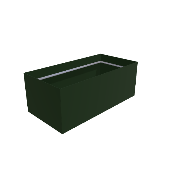 Matte Sage Green Aluminum Rectangular Planter, 24"W × 48"L × 18"H