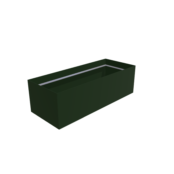 Matte Sage Green Aluminum Rectangular Planter, 24"W × 60"L × 18"H