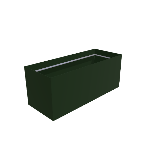 Matte Sage Green Aluminum Rectangular Planter, 24"W × 60"L × 24"H