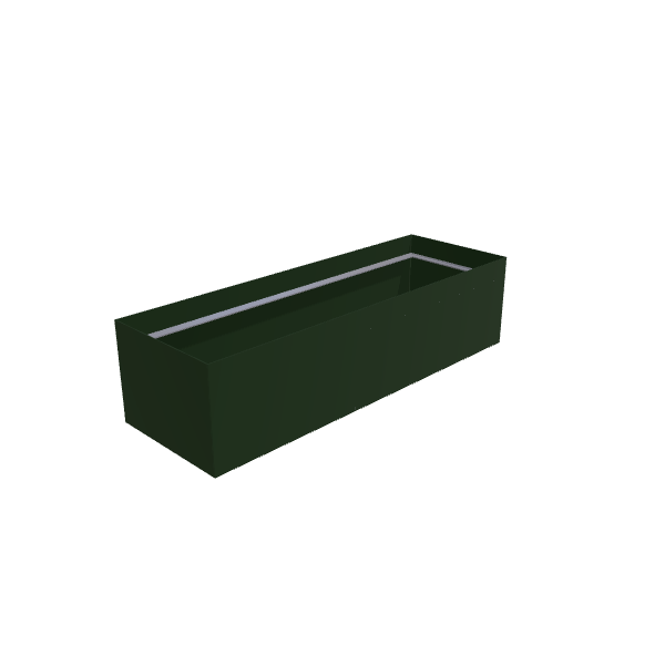 Matte Sage Green Aluminum Rectangular Planter, 24"W × 72"L × 18"H