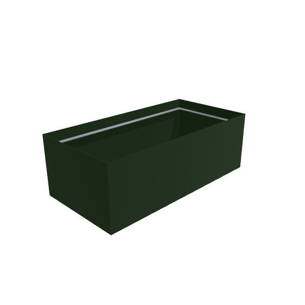 Matte Sage Green Aluminum Rectangular Planter, 36"W × 72"L × 24"H