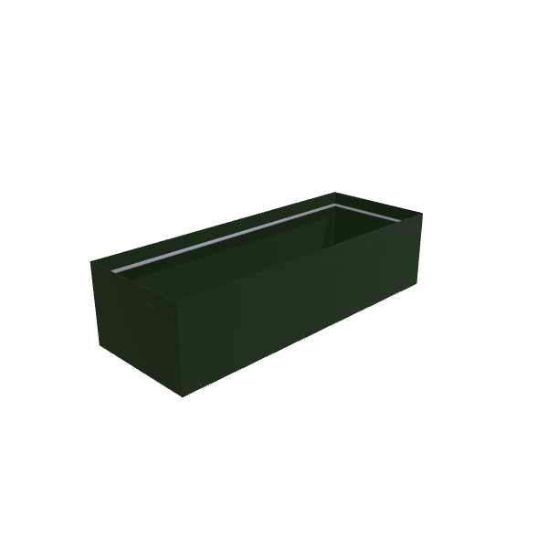 Matte Sage Green Aluminum Rectangular Planter, 36"W × 96"L × 24"H