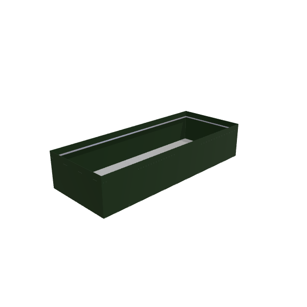 Matte Sage Green Aluminum Rectangular Planter, 48"W × 120"L × 24"H