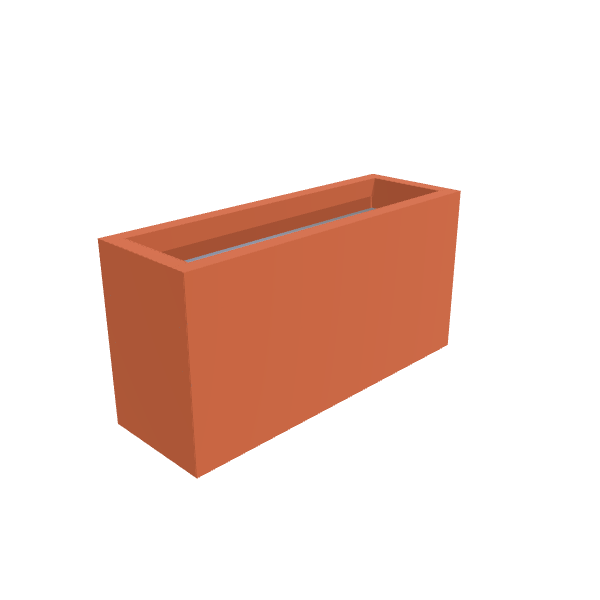Matte Terracotta Aluminum Rectangular Planter, 12"W × 36"L × 18"H