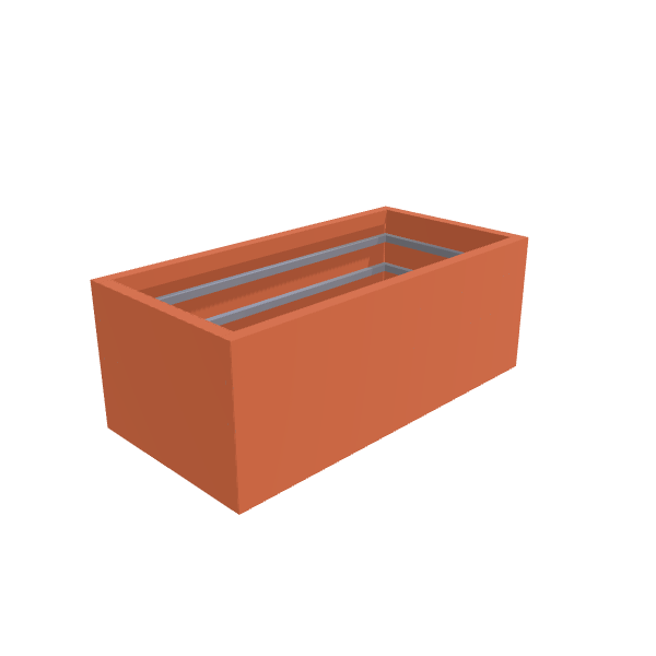 Matte Terracotta Aluminum Rectangular Planter, 24"W × 48"L × 18"H